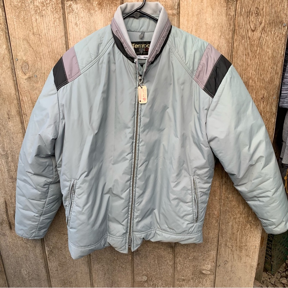 VTG Gray Tempco Goose Down Jacket, Sz ML Medium M Puffer VTG USA Made mens